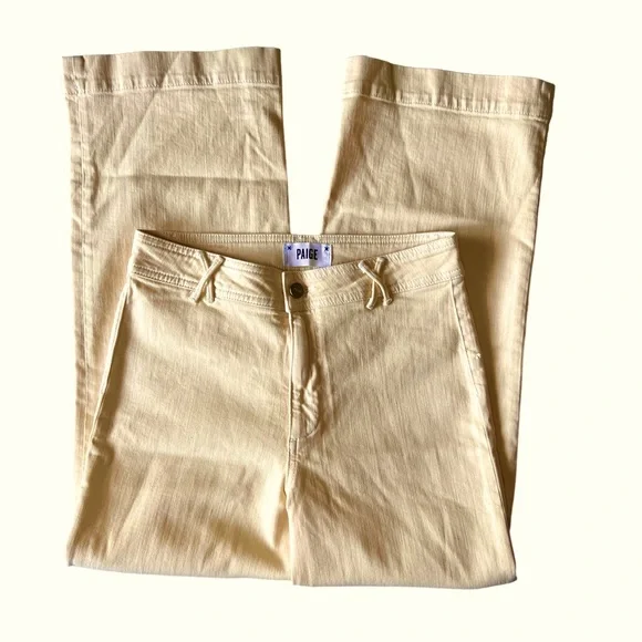 PAIGE Nellie Wide Leg Culotte Jeans in Light Yellow Size 27 - Picture 3 of 16